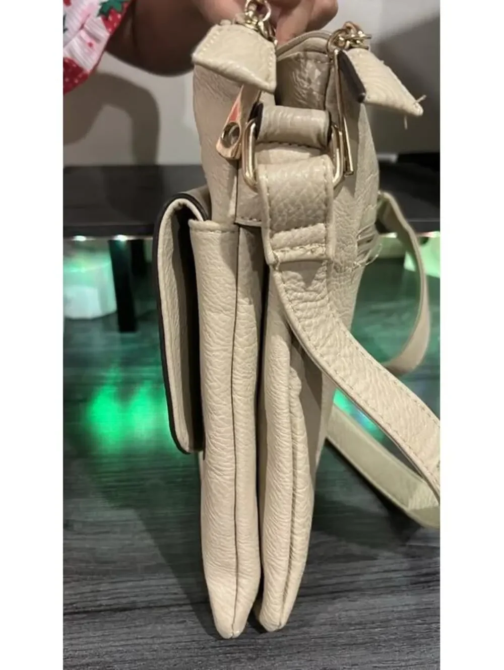 Michael Kors Beige Crossbody Bag with Gold-tone Logo